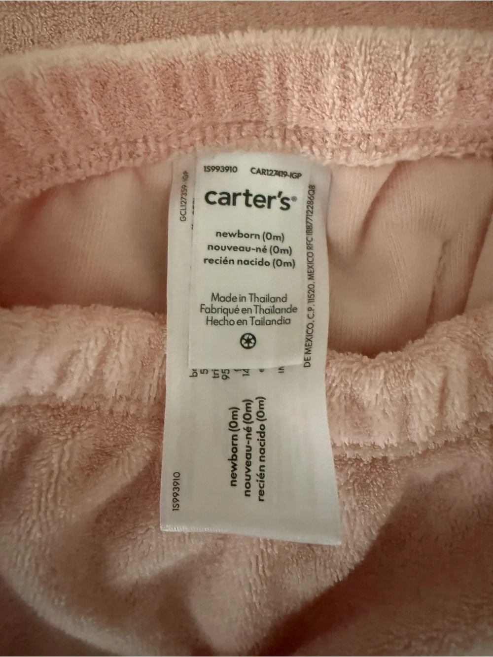 Carters Newborn Baby Pink Plush Hooded Two-Piece Set with Ear Hoodie